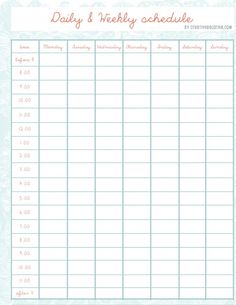 5 day schedule template