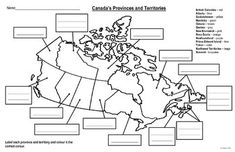 map of canadas provinces and territories for students to label and colour
