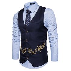 Cromoncent Mens 3 Piece Slim Fit Dress Suit Tux Vest Front Plain Pant Sets
