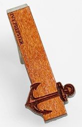 Wooden Accessories Company Wooden Tie Clips with Laser Engraved Atom Bond Design Cherry Wood Tie Bar Engraved in The USA