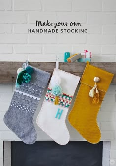 24 DIY Christmas Stocking Decorating Ideas to Make With Family Diy Stockings, Decorated Stockings, Boho Christmas, Handmade Christmas, Christmas Decor Diy, Holiday Crafts, Christmas Holidays, Modern Christmas Stocking