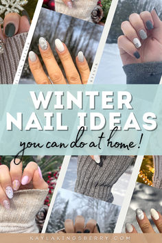 Collage of winter dip nails for ideas that you can do at home