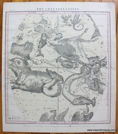 Antique ZODIAC Art Print OPHIUCHUS and SERPENT V Professional Reproduction