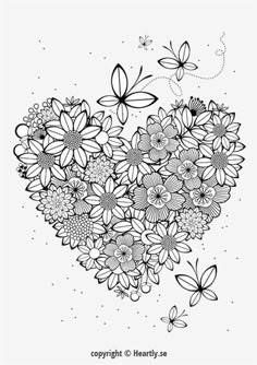 Floral Heart Coloring Page Book