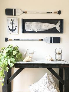 Nautical Bathroom Decor Dream Home Pinterest Large Nautical Art Set 4 Pc Rustic Beach House Decor Wood Oar Whale Nursery
