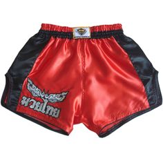 Black Shorts Pants Muay Thai Kick Boxing Satin Men Wear Size L มวยไทย Letter