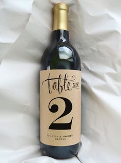 Bottle Table Number Labels 2 5 X Numbers Rehearsal Table Number Wine Bottle Label Wedding Custom Marker Kraft