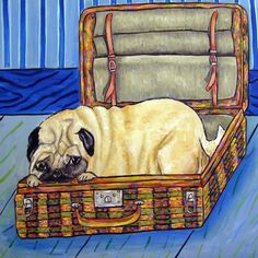 PUG ART PRINT Dog Pet Portrait Painting Pop Folk Art 11x17 gloss JSCHMETZ