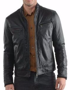 Men/'s New M-124 Grey Nappa Soft Real Lambskin Lather BIKER Rock Zipper Jacket