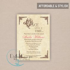 Baby Isabella Shower Ideas Fairy Tale Once Upon A Time Inspired Baby Shower Or Bridal Invitation Printable 5x7