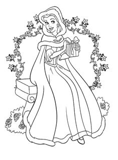 Christmas Disney Princess Coloring Page