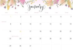 2018 january calendars to print