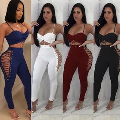 Joe Wenko Women Sleeveless Romper Joggers Club Skinny Lace-up Jumpsuits