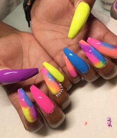 Unicorn Rainbow Long Stiletto Nails Pinterest For Live Pins Follow Victxoriaaa