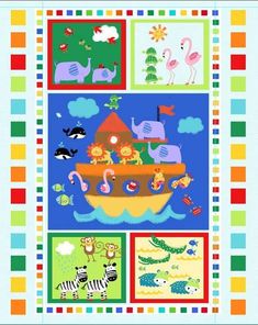 Safari Animals Pre-quilted Baby Panel 13