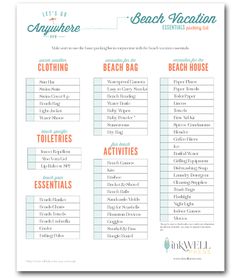 packing lists for beach vacation