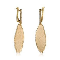 44 Best Beautiful Earrings Images Diamond 14 Karat Yellow Gold Matte And Hammer Finish Gallery Earrings Accented With Carats Of Pave Set Diamonds