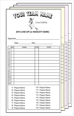 printable baseball lineup card free softball little league baseball lineup sheets
