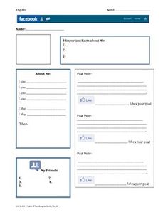 Simple Facebook Profile Template Great For Introduction Cles Facebook Character Profile Blank Template