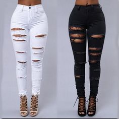 Hajotrawa Girl Stretch Hole Pocket Elastic Waist Outdoor Pencil Denim Pants