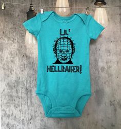 Blanket Onesie Bib and Burp Cloth Custom Made Pinhead Horror Inspired Baby Gift Set