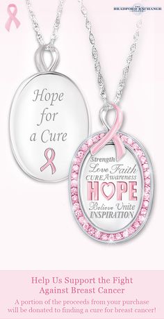 Pink Awareness Ribbon Hope Survivor Silver Ribbon Pendant Necklace You Choose Ribbon Design