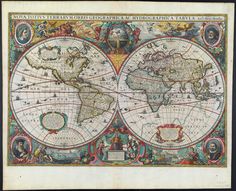 18x24 1664 Unusual Old World Map Nova Terrarum Orbis Tabula Historic