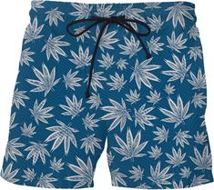 Trippy Coloful Marijuana Weed Beach Swim Mens Shorts Printed Microfiber