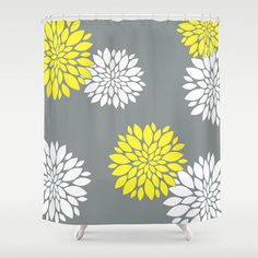 Damask and Stripe - Grey and Yellow Shower Curtain - Any Color ... Damask and Stripe - Grey and Yellow Shower Curtain - Any Color ...