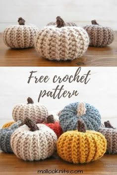 Adorable!! Free crochet pattern for pumpkins that look knit! Crochet Patterns, Crochet Pumpkin Pattern, Crochet Pumpkin, Easy Crochet, Crochet Fall