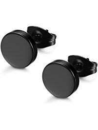 Cts of 3.50-4.00 mm Round AA Black Diamond Mens Stud Earring in 14K Yellow Gold 3//8 0.35-0.45