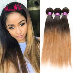 7a Brown Ombre Par 3 Trei Tone Brazilian Virgin Par Weave 3pcs