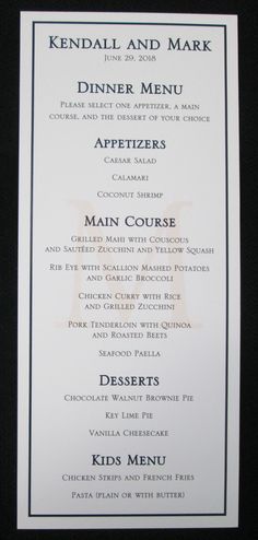 116 Best Wedding Menus Images On Pinterest In 2018 Custom Simple Wedding Menu With Border
