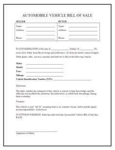 auto vehicle bill of sale