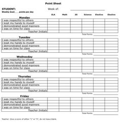 88 Best Individual Behavior Chart Images Bucket Clroom Setup Behavior Chart Point Sheet