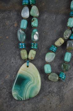African Turquoise Ocean Jade and Fire Agate Earrings