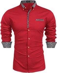 Abetteric Mens Relaxed Hot Stamping Single Breasted Premium Work Shirt