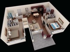 House Plans Under 1000 Square Feet, 1000 Square Feet 3D 2BHK House ... House Plans Under 1000 Square Feet, 1000 Square Feet 3D 2BHK House ...