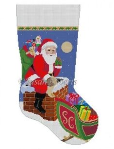 Needlepoint Canvas Christmas Santa Stocking 13/"x19/" 9