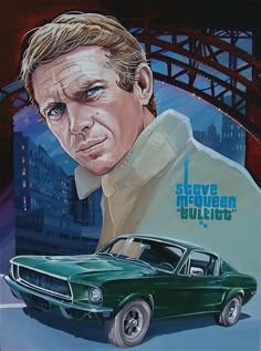 MOVIE LEGEND STEVE MCQUEEN BULLITT PAINTING ON BLOCK CANVAS FREE P/&P