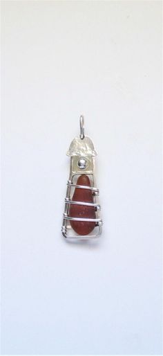 Jewelry Trends Nautical Lighthouse with Red Bands Sterling Silver Pendant