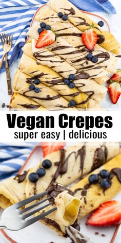 Vegan crepes are not only super delicious but also really easy to make. If you're looking for an easy vegan dessert or vegan breakfast, this is the right recipe for you! Find more vegan recipes at veganheaven.org! #vegan #veganrecipes #dessert
