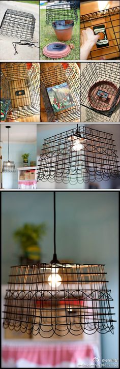 Rustic Wire Basket and Wood Chandelier Shades of Light Rustic Wire Basket and Wood Chandelier Shades of Light
