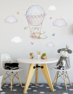 Little Deco Wandaufkleber Mädchen Wandtattoo Heißluftballon Ballons Kinder DL373