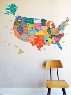 wall decal bright usa map map wall decor removable wall decal wall sticker room decor
