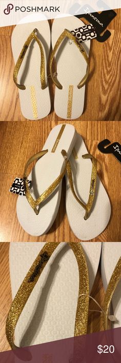 Ipanema Women`s Flip Flops Deco Sandal Beige and Bronze Brazilian Sandals NWT