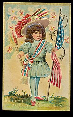 Vintage 4th of July Fabric Block Postcard Image on Fabric BT Babbitts 1776