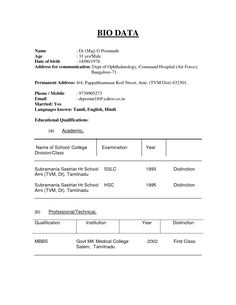 biodata format for job in word