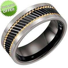 Security Jewelers Ceramic /& Tungsten 8.3mm Band with Gold Immerse Plating Size 10 Ring Size 10