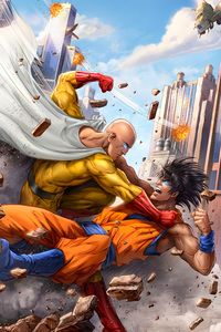1080x1920 Goku And One Punch Man 5k Art One Punch Man Anime One Punch Man Saitama One Punch Man